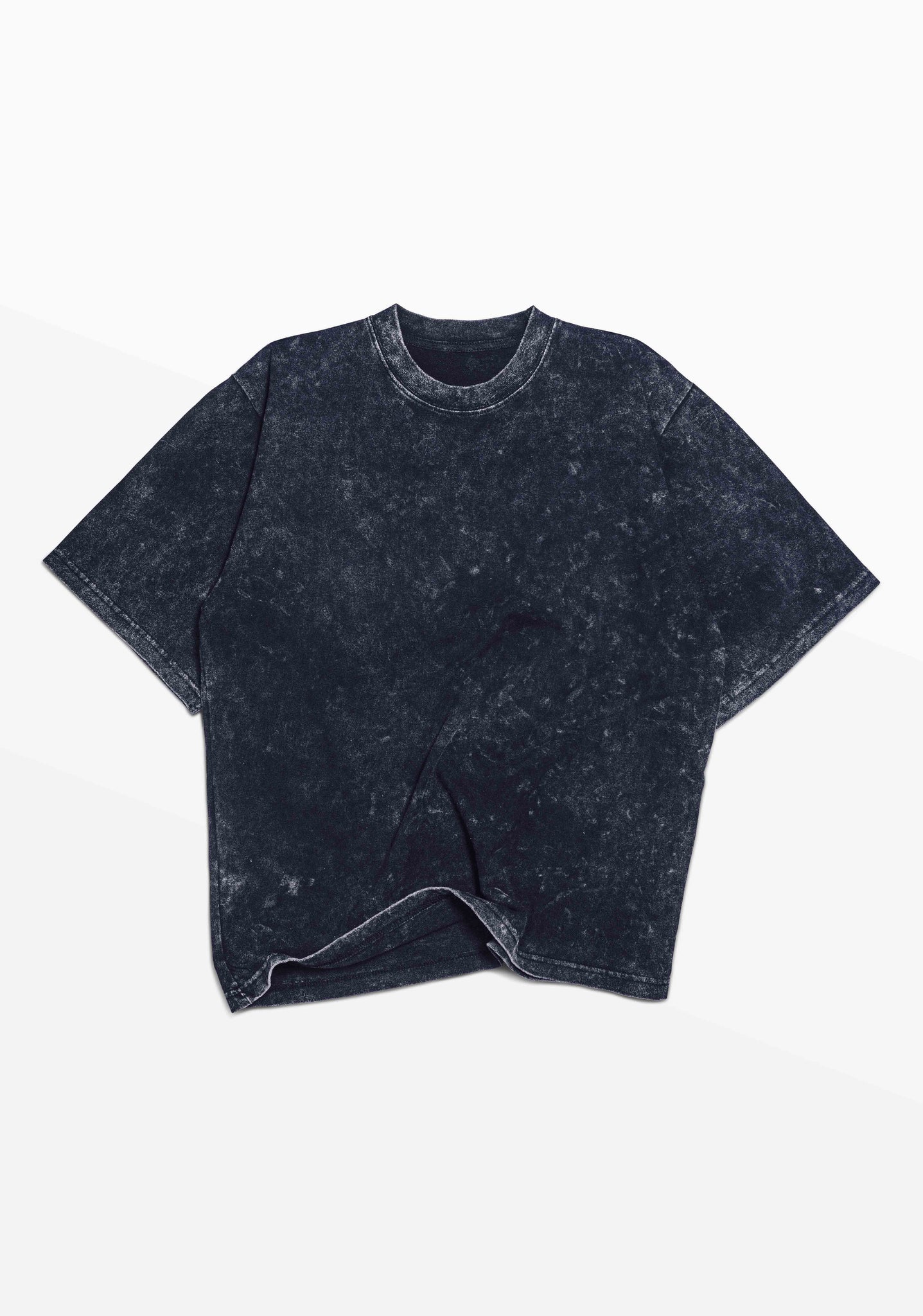 Navy Distress Acid Washed Relaxed Fit T-shirt